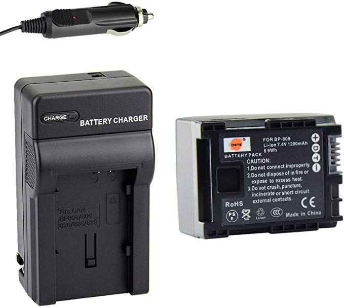 DSTE® 악세사리 Canon BP-809 BP-819 BP-827 호환 카메라 배터리 1 개 + 충전 키트 대응 기종 FS406 HFS30 HFM41 S200 