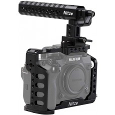 Nitze 후지 X-H1 용 X-H1 카메라 전용 케이지 키트 HDMI 케이블 클램프, NATO 탑 핸들 및 1/4 