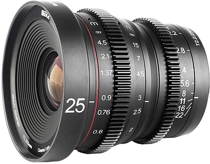 Meike 25mm T2.2 Large Aperture Manual Focus Prime Low Distortion Mini Cine Lens Compatible