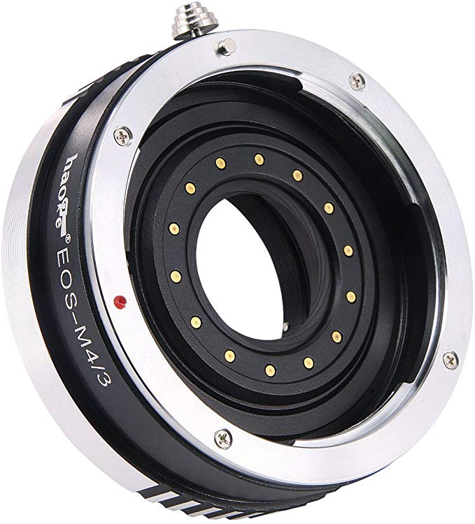 Haoge 수동 렌즈 마운트 어댑터 내장 조절 조리개 for Canon EOS EF 렌즈 to Olympus와 Panasonic 마이크로 포 서드 MFT m4 /