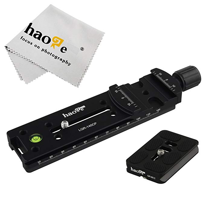 Haoge 140 mm Nodal 슬라이드 더블있어 형 Focusing Rail 플레이트 with 메탈 빠른 릴리스 클램프와 60 mm 플레이트 for 카메라 파