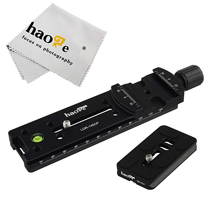 Haoge 140 mm Nodal 슬라이드 더블있어 형 Focusing Rail 플레이트 with 메탈 빠른 릴리스 클램프와 70 mm 플레이트 for 카메라 파