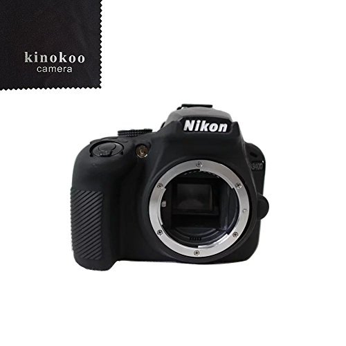 kinokoo NIKON D3400 디지털 카메라 전용 실리콘 커버 카메라 케이스 카메라 커버 표지 크로스 포함 (BK) BK