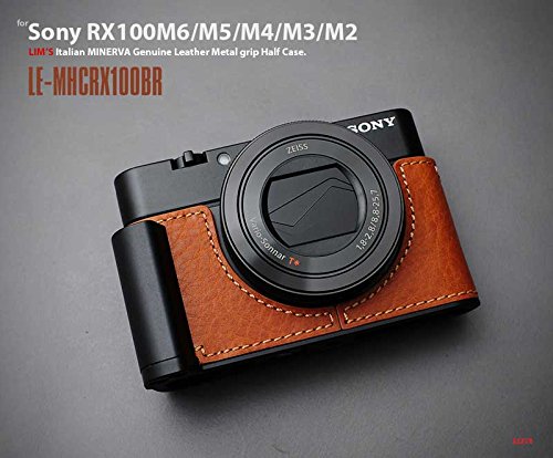 【일본 정규 대리점] LIM 'S Italian MINERVA Genuine Leather Metal grip Half Case for SONY RX100M6 /