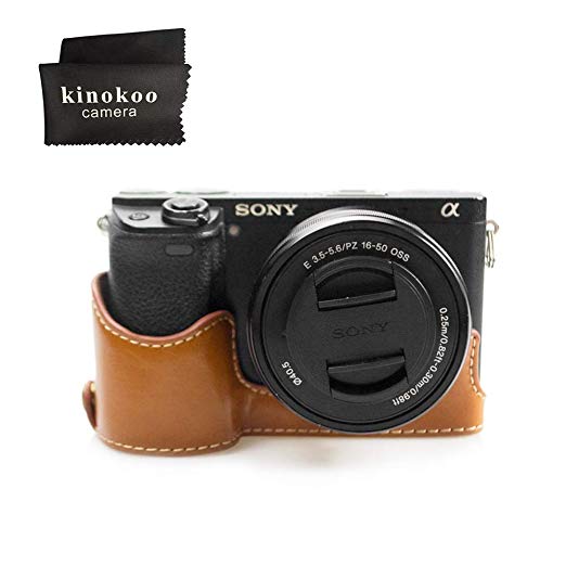 kinokoo SONY α6000 α6300 전용 바디 케이스 카메라 케이스 배터리 교체 수 삼각대 나사 구멍 표식 크로스 포함 (브라운) 브라운