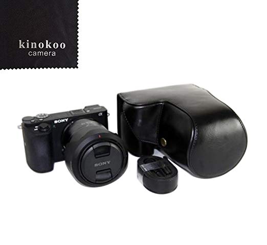 kinokoo SONY 소니 미러리스 일안 α6500 전용 카메라 케이스 카메라 가방 포함 16 ~ 70mm 렌즈 대응 PU 가죽 삼각대 구멍 숄더 스트랩 (블랙