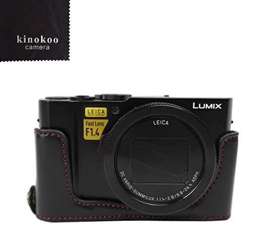 kinokoo Panasonic 컴팩트 디지털 카메라 루믹스 LX9 전용 바디 케이스 카메라 케이스 배터리 교체 수 삼각대 나사 구멍 표식 크로스 포함 (블랙) 