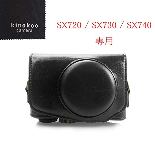 kinokoo Canon PowerShot SX720 HS / SX730 / SX740 카메라 케이스 PU 가죽 전면 보호 형 삼각대 구멍 숄더 스트랩 표지판 크