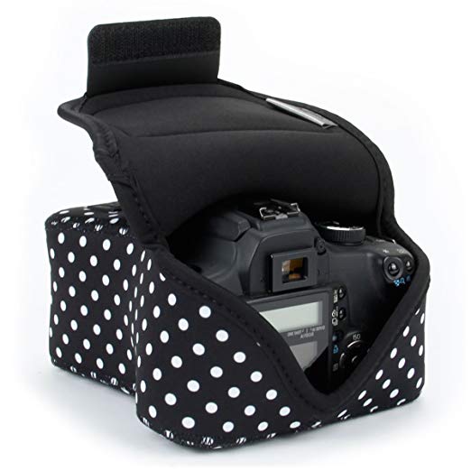 USA Gear Neoprene DSLR Digital Camera Sleeve Case Polka Dot