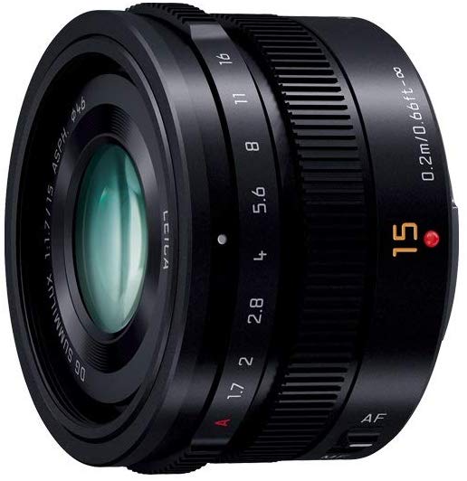 파나소닉 단 초점 광각 렌즈 마이크로 포서 즈용 라이카 DG SUMMILUX 15mm / F1.7 ASPH. 블랙 H-X015-K 블랙