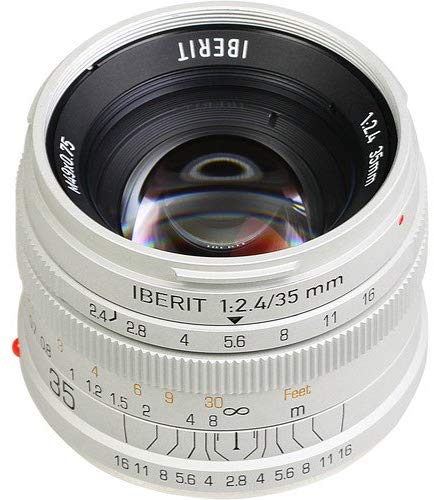 KIPON 단 초점 렌즈 IBERIT (이베릿토) 35mm f / 2.4 렌즈 for Sony E 마운트 Frosted Silver (무광 실버)