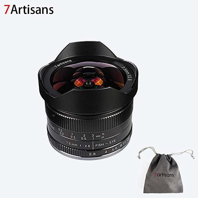 7artisans 7.5mm F2.8 컴팩트 미러리스 카메라 용 APS-C 광각 어안 렌즈 캐논 EF-M 마운트 M1 M2 M3 M5 M6 M10 -.