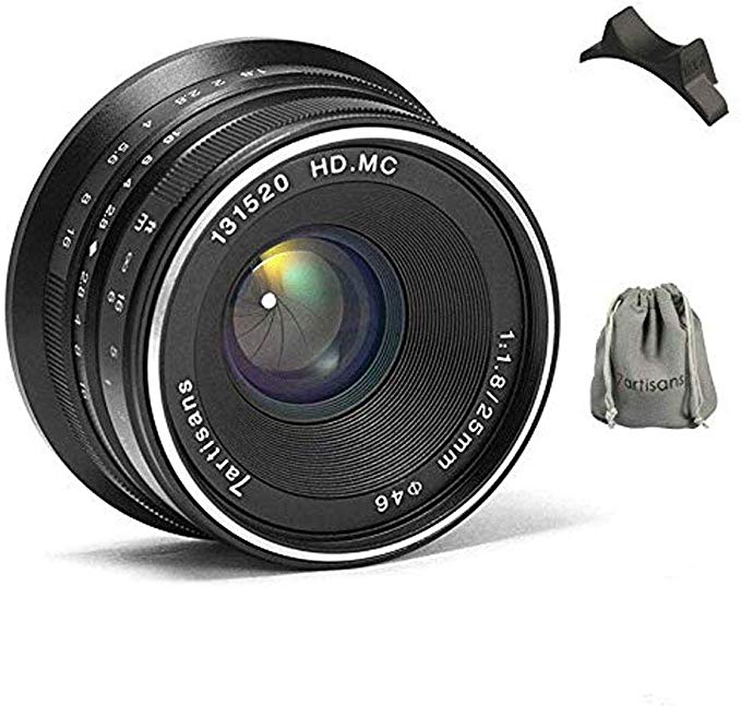 7artisans 렌즈 35mm / f2.0 M 단 초점 렌즈 SONY 소니 마운트 카메라 대응 매뉴얼 포커스 렌즈 파우치 백 포함 (블랙)