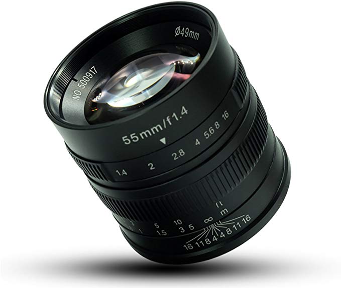 7artisans 마이크로 카메라 렌즈 55mm F1.4 대구경 초상화 수동 초점 Panasonic Olympus 적용하는 마이크로 M4 / 3 마운트