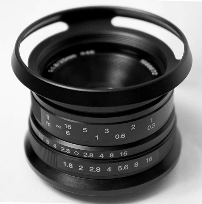 Hengyijia 25mm F1.8 흑색 단 초점 렌즈 Panasonic Olympus 수동 초점 마이크로 포 서드 적용