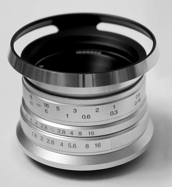 Hengyijia (헹이지아) 25mm F1.8 (은색) 고화질 수동 초점 (MF) 매크로 렌즈 Fujifilm FX 인터페이스의 미러리스 카메라에 적용