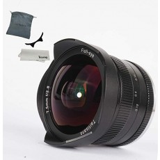 7artisans 7.5mm F2.8 APS-C Fujifilm 카메라 용 어안 렌즈, 렌즈 후드 분리형 렌즈 캡 - 블랙
