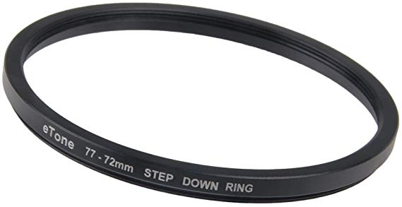 eTone 1x 스텝 다운 링 77-72mm Aluminium Step Down Ring Adapting 72mm Accessories to 77mm Thread