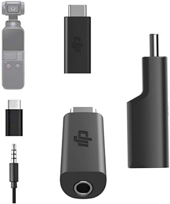 Maxku DJI Osmo Pocket 용 연결 탭 오디오 어댑터 3.5mm 어댑터 외장 마이크 전환 어댑터