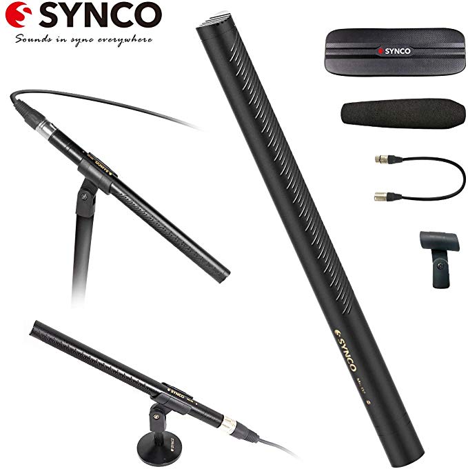 SYNCO-MIC-D2 카메라 마이크 샷건 마이크 고음질 하이퍼 카디오이드 콘덴서 외장 마이크 S / N = 80dB 음질 클리어 고감도 녹음 용 마이크 인터뷰 