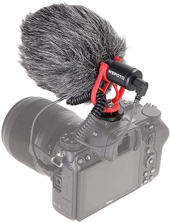 WEPOTO WR-W8 DSLR 카메라 마이크, 전화 용 외부 비디오 마이크 샷건, 스마트 폰, Vlogging, Canon / Nikon / Sony Camer