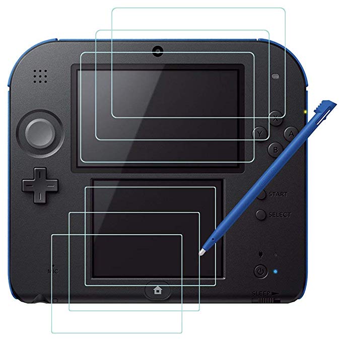 닌텐도 2DS 용 보호 필름 + 2DS 용 스타일러스 펜 AFUNTA Nintendo 닌텐도 2DS 용 탑 & 바텀 액정 보호 필름 높은 투과율 높은 HD보기 쉬