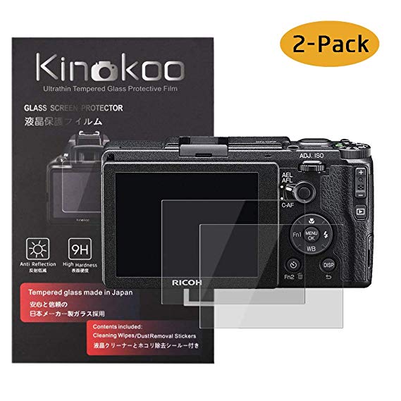 kinokoo 액정 보호 필름 리코 Ricoh 디지털 카메라 GR / GR II 전용 경도 9H 높은 투과율 지문 기포없이 강화 유리 두께 0.3mm 2 장 세트