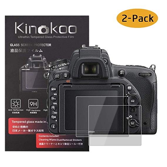 kinokoo 액정 보호 필름 Nikon D750 전용 경도 9H 높은 투과율 지문 기포없이 강화 유리 두께 0.3mm 2 장 세트 표지판 크로스 포함 (D750