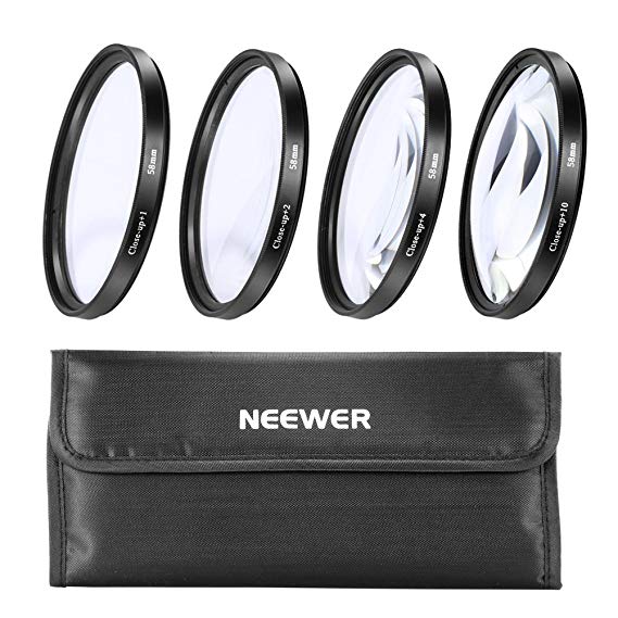 NEEWER 접사 렌즈 / 매크로 렌즈 / 클로즈 업 렌즈 4 매 (매크로 필터 키트) +1 +2 +4 +10 (58mm) [병행 수입품]