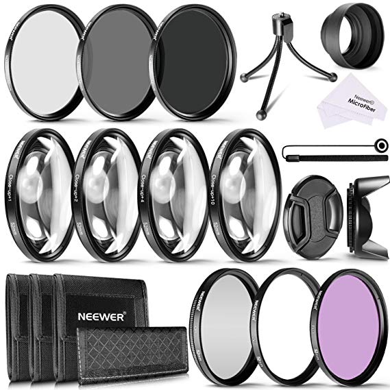 Neewer 52mm 필터 키트 UV / CPL / FLD ND2 / ND4 / ND8 클로즈업 (+ 1 / + 2 / + 4 / + 10) 52mm 구경 렌즈 