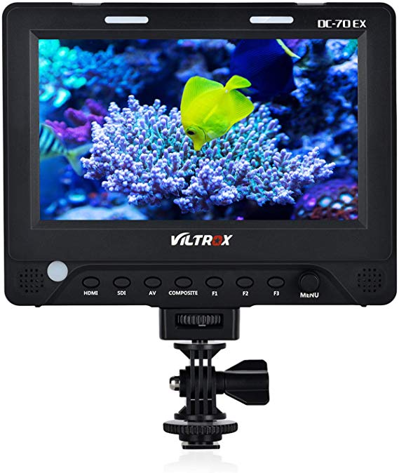 VILTROX 카메라 비디오 모니터 DC-70EX 카메라 LCD 모니터 7 인치 4K HD 1024x600 HDMI / SDI / AV 입출력 카메라 비디오 LC