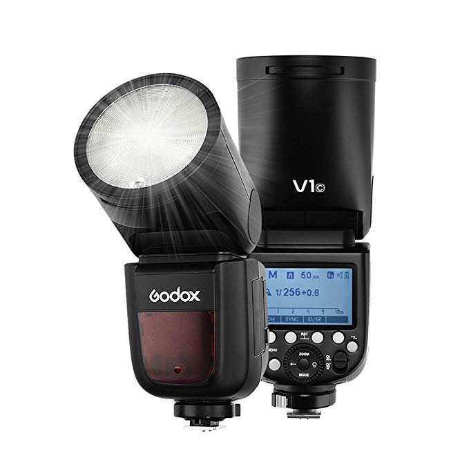 Godox V1C 프로 카메라 플래시 스피드 라이트 스피드 라이트 라운드 헤드 프레 넬 줌 캐논 EOS 1DX, 5D 마크 II, 5D 마크 II, 6D, 7D,