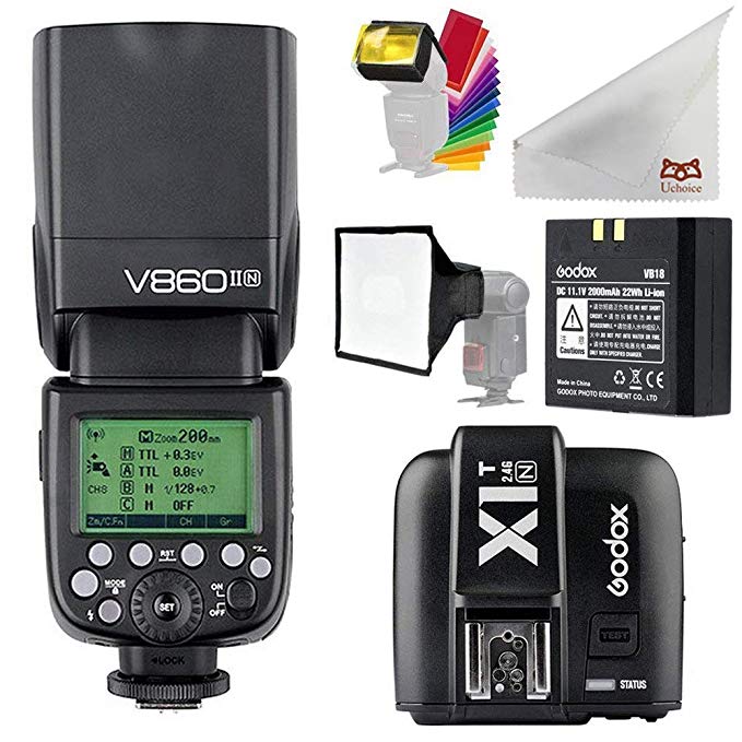 Godox Ving V860II-N 2.4G TTL HSS 1 / 8000s 리튬 이온 배터리 카메라 플래시 스피드 라이트 1.5S 재활용 시간 + 무선 원격 플