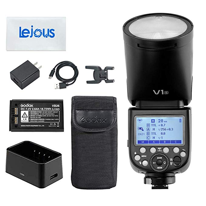 Godox V1S TTL 2.4G 76W 라운드 헤드 카메라 플래시가있는 리튬 이온 전지 소니 카메라 (V1S) 용