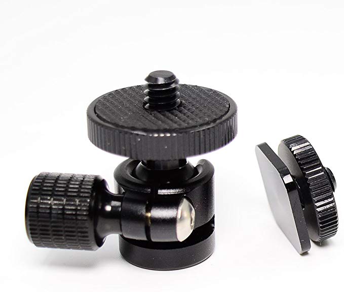 koolehaoda 1/4 Mini BallHead & Hot Shoe Mount Adapter For Camera Video Light Tripod Monopo