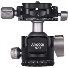 Andoer D-30 프로 더블 전경 운대 볼 헤드 더블 U 노치 설계 저중심 최대 부하 18kg 삼각대 모노 포드 용 DSLR ILDC 카메라