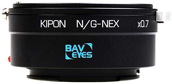 KIPON 초점 리듀서 마운트 어댑터 소니 NEX / α.E 마운트 (니콘 F 마운트 / G 시리즈 렌즈) BAVEYES N / G-S / E 0.7x