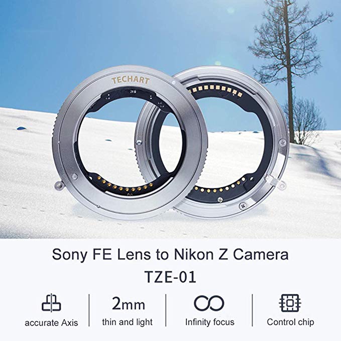 TECHART (테크 아트) TZE-01 카메라 렌즈 어댑터 자동 초점 어댑터 링 SONY FE 마운트 렌즈 → Nikon Z 마운트 카메라 Z6 Z7 자동 조리