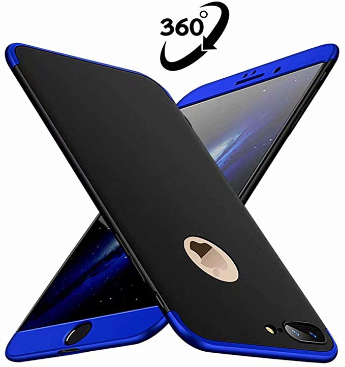 iphone XS Max 보호 커버 FHXD 360도 전면 보호 초박형 스마호케스 PC 하드 케이스 찰과상 방지 충격 낙하 방지 3 인 1 보호 케이스 (블루와 