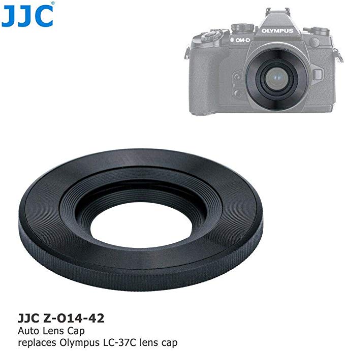 JJC Z-CAP 자동 렌즈 캡 블랙 BLACK [올림푸스 ED14-42mm F3.5-5.6 EZ 전용 올림푸스 LC-37C 호환] 카메라 전원 ON / OFF 