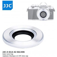 JJC Z-CAP 자동 렌즈 캡 실버 SILVER [올림푸스 ED14-42mm F3.5-5.6 EZ 전용 올림푸스 LC-37C 호환] 카메라 전원 ON / OFF