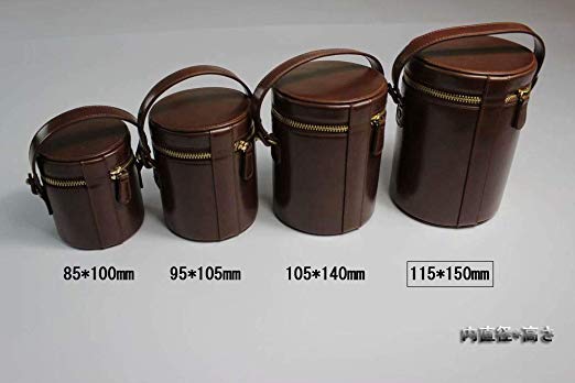 렌즈 가방 렌즈 케이스 [WDMART] 수제 고급 PU 가죽 렌즈 케이스, 방수, 방진, 휴대용 (직경 115mm * 높이 150mm, 커피 색상) 커피 색상