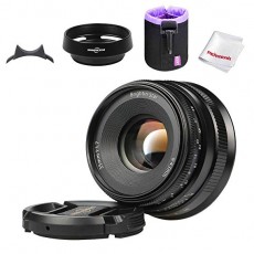 Brightin Star 35mm F1.7 대구경 렌즈 수동 카메라 렌즈 후드 렌즈 파우치 가방 포함 (Sony E 마운트, 블랙) 블랙