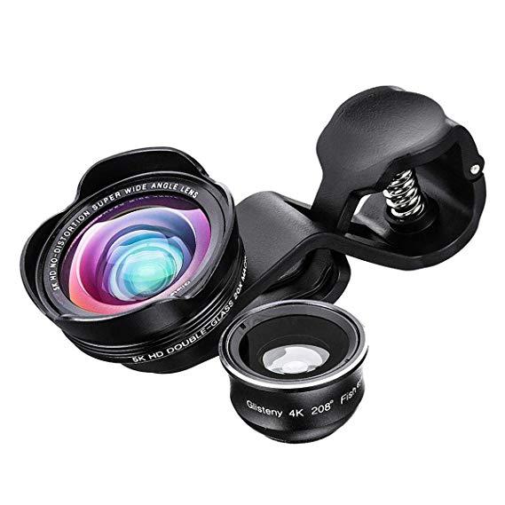 스마호렌즈 GLISTENY 카메라 렌즈 키트 3in1 (20 × 매크로 렌즈, 208 ° 어안 렌즈 0.45 배 광각 렌즈) HD 클립 iphone / Andro
