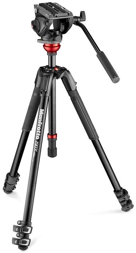 Manfrotto 비디오 삼각대 MVH500AH 비디오 운대 + 레벨링있는 알루미늄 삼각대 3 단 MVK500190XV