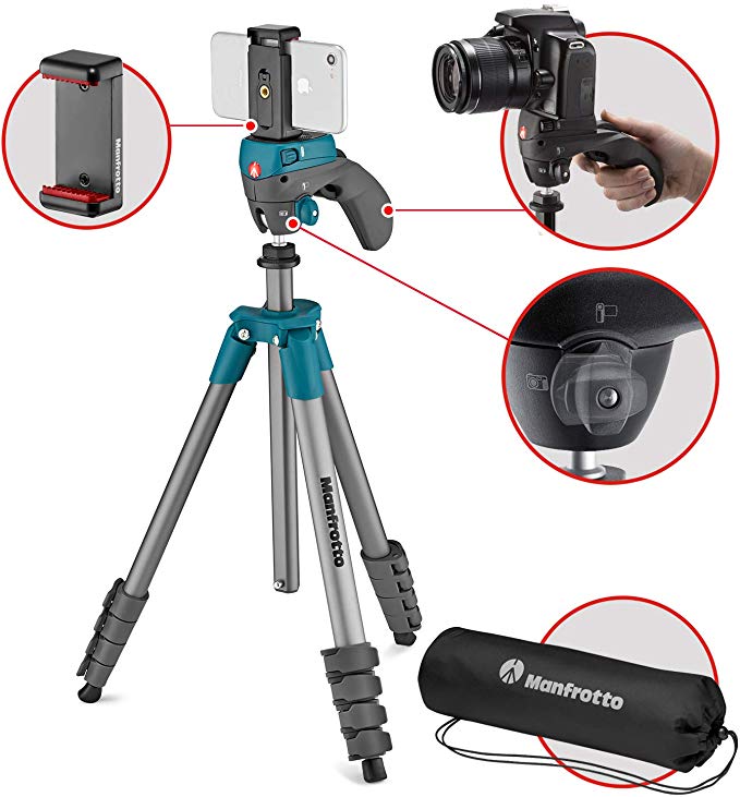 Manfrotto 삼각대 스마트 폰 어댑터 포함 COMPACT 액션 스마트 폰 키트 포토 무비 겸용 운대 알루미늄 5 단 블루 MKSCOMPACTACNBL