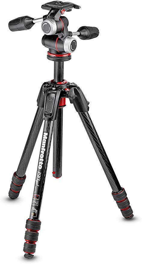 Manfrotto 190go! 카본 삼각대 4 단 + PRO3 웨이 운대 키트 블랙 검사 반지 케이스 MK190GOC4-3WX