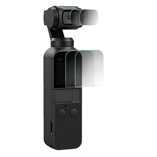 Hensych 보호 유리 섬유 막 콤보 for Osmo Pocket, 2pcs 스크린 필름 + 2pcs 카메라 렌즈 보호 필름, 초슬림 & 높은 투과율