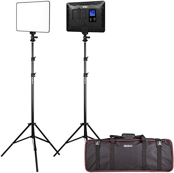 VILTROX 프로 초박형 LED 비디오 라이트 VL-200T 2 세트 LED 비디오 라이트와 라이트 스탠드 스튜디오 장비 비디오 촬영용 라이트 3300K-560