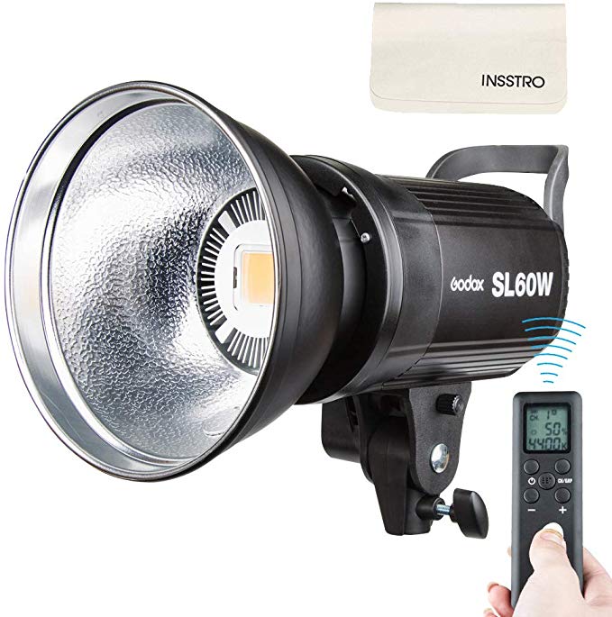 Godox SL60W 60W LED 스튜디오 조명 5600 ± 300K 110V 리모컨 Bowens 마운트 스튜디오 촬영 [전원 플러그가 세 구멍 용이므로 3P 